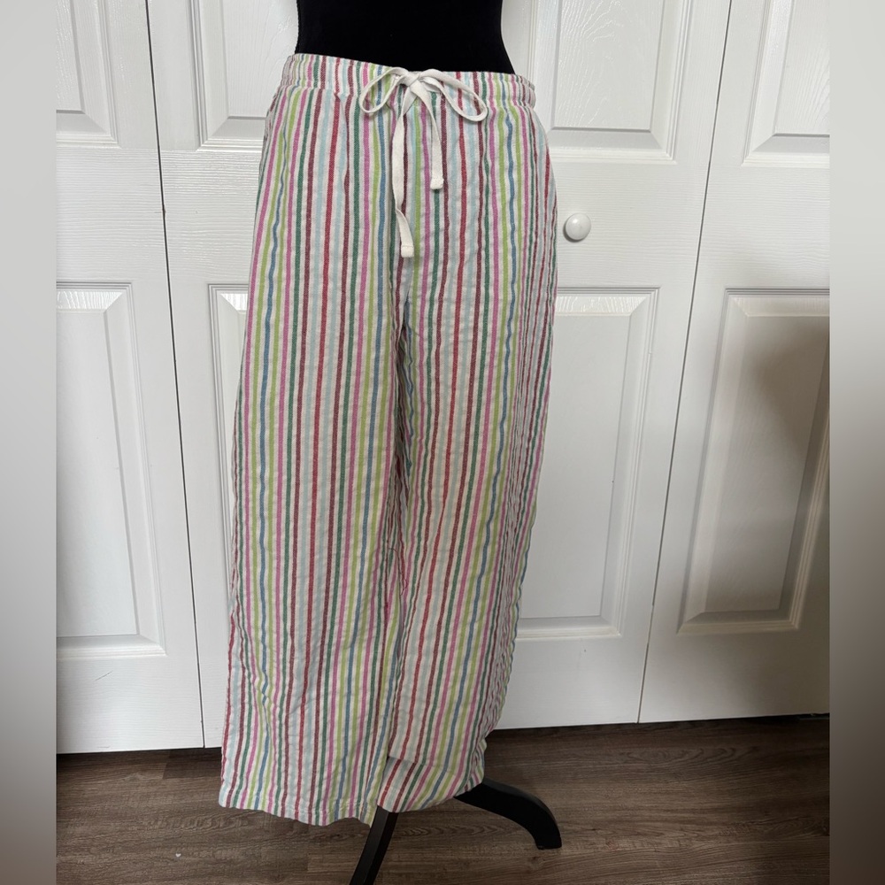 Natural Reflections Brushed Cotton Multicolor Striped Drawstring Pajama Pants M
